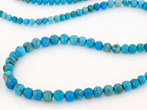Tehya Oyama Turquoise™ Graduated 3-7mm Sleeping Beauty Turquoise Bead Sterling Silver Necklace - Size 28