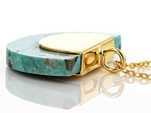 Green Kingman Turquoise 18k Gold Over Silver Pendant With Chain