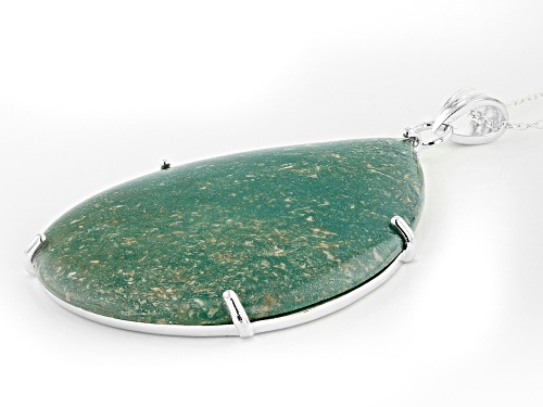 Tehya Oyama Turquoise™ 52x35mm Pear Shape Green Kingman Turquoise Silver Pendant With Chain