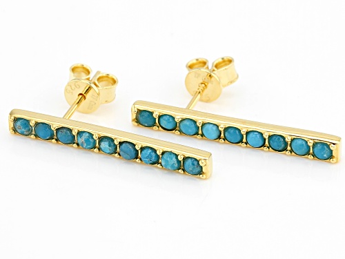 2mm Round Sleeping Beauty Turquoise 18k Gold Over Silver Earrings