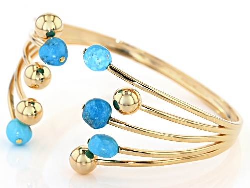 Tehya Oyama Turquoise™ 6-8mm Nugget Sleeping Beauty Turquoise 18k Gold Over Silver Cuff Bracelet - Size 8