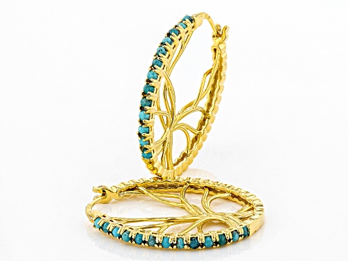 Tehya Oyama Turquoise™ Kingman Turquoise 18k Gold Over Silver Tree of Life Hoop Earrings