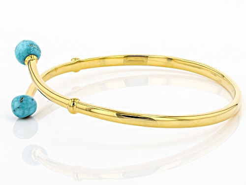 7-8mm Free-Form Sleeping Beauty Turquoise 18K Gold Over Silver Bracelet - Size 7.5
