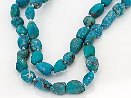 7-8mm Blue/Green Chinese Turquoise Nugget Endless Strand Necklace - Size 36
