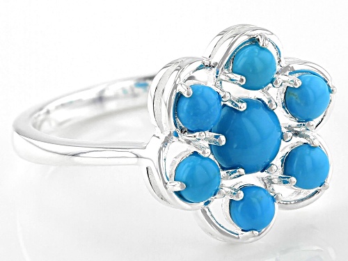 5mm & 3mm Sleeping Beauty Turquoise Sterling Silver Ring - Size 9
