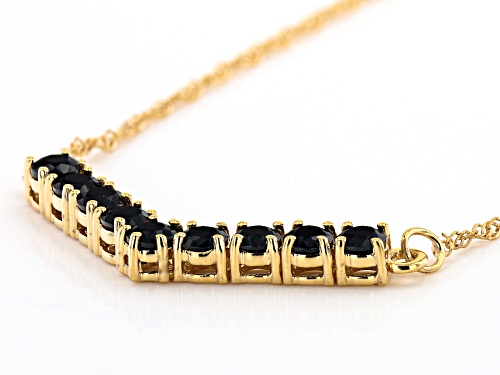 2.44ctw Round Black Spinel 18k Yellow Gold Over Sterling Silver Chevron Necklace - Size 18