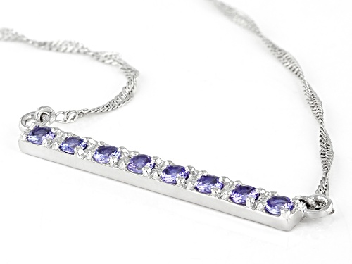 .81ctw Round tanzanite rhodium over sterling silver necklace - Size 18