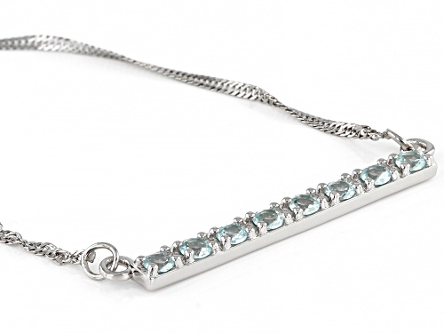 0.95ctw Round Lab Created Green Spinel Rhodium Over Sterling Silver Bar Necklace - Size 18