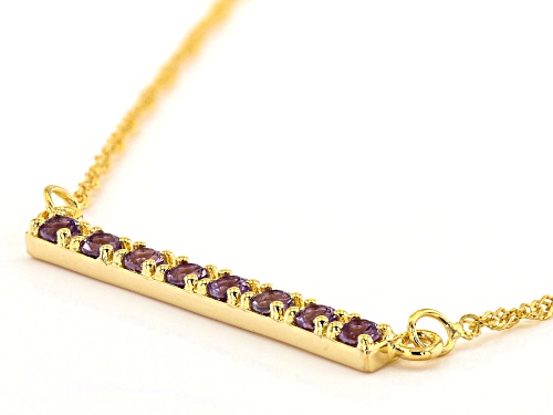 0.74ctw Round Lavender Amethyst 18k Yellow Gold Over Sterling Silver Bar Necklace - Size 18