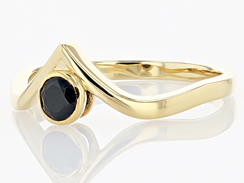 0.34ct Round Black Spinel 18K Yellow Gold Over Sterling Silver Solitaire Ring - Size 6