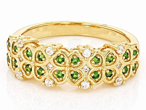 .17ctw Chrome with .15ctw White Zircon Four Leaf Clover 18k Yellow Gold Over Silver Band Ring - Size 8
