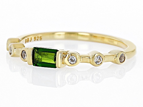 .23ct Rectangular Octagonal Chrome Diopside with .10ctw Lab Sapphire 18k Yellow Gold Over Silver Rin - Size 7