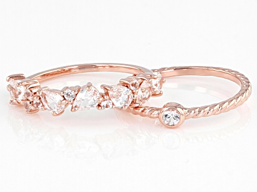 1.25ctw Pear Shape & Round Lab White Sapphire 18k Rose Gold Over Sterling Silver Set of 2 Rings - Size 8