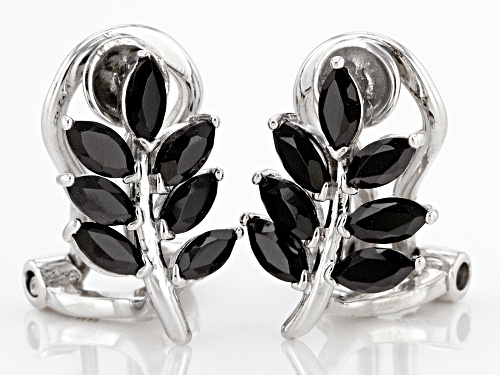1.26ctw Marquise Black Spinel Rhodium Over Sterling Silver Clip-On Earrings