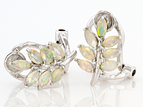 0.59ctw Marquise Ethiopian Opal Rhodium Over Sterling Silver Clip-On Earrings