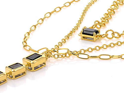 4.51ctw Rectangular Octagonal Black Spinel 18k Yellow Gold Over Brass 16-20