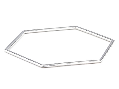 Rhodium Over Sterling Silver Hexagon Bangle