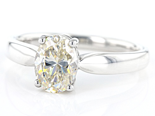 1.50ct Oval Strontium Titanate Rhodium Over Sterling Silver Solitaire Ring - Size 10