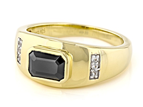 1.08ct Black Spinel With 0.05ctw Lab Created White Sapphire 18k Yellow Gold Over Silver Ring - Size 6