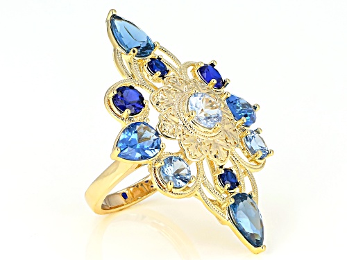 Global Destinations™ 7.71ctw Multi-Color Lab Created Blue Spinel 18k Gold Over Brass Ring - Size 8