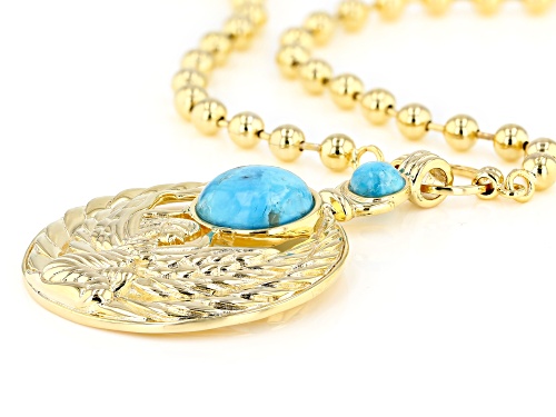 Global Destinations™ 7mm & 15mm Round Turquoise 18k Gold Over Brass Egyptian Ma'at Design Necklace - Size 20