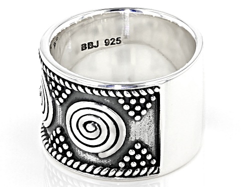 Global Destinations™ Oxidized Sterling Silver African Inspired Spiral Tribal Design Band Ring - Size 7