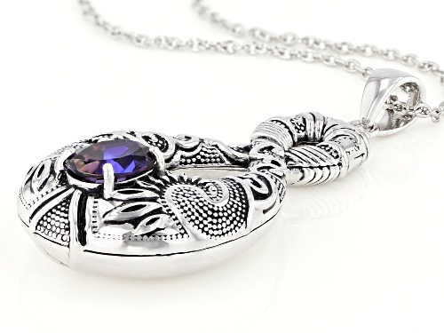 Global Destinations™ 1.35ctw Hawaiian Skies™ Quartz Rhodium Over Silver Pendant With 18