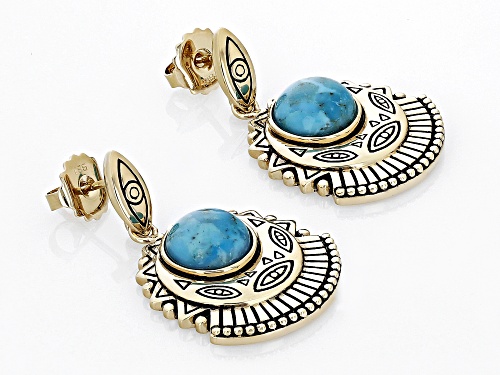 Global Destinations™ 10mm Blue Turquoise 18k Yellow Gold Over Brass Dangle Earrings