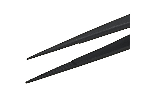 6 1/4 inch Extra Fine Tip Stainless Steel Gemstone Tweezers With Black Finish