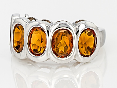 3.50ctw Oval Madeira Citrine Sterling Silver 5-Stone Band Ring - Size 7