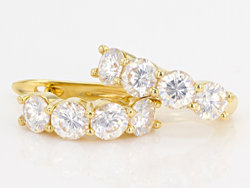 2.80ctw Round Strontium Titanate 18K Yellow Gold Over Sterling Silver Hoop Earrings