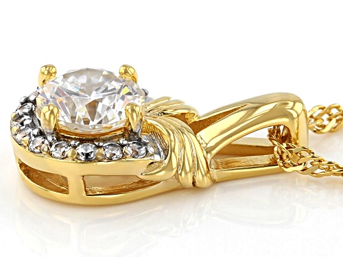 1.10ct Strontium Titanate .13ctw White Zircon 18K Yellow Gold Over Silver Pendant with Chain