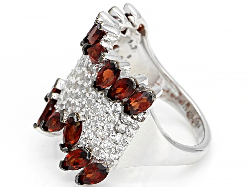 4.00ctw Marquise Vermelho Garnet™ And 1.90ctw Round White Topaz Sterling Silver Band Ring - Size 12