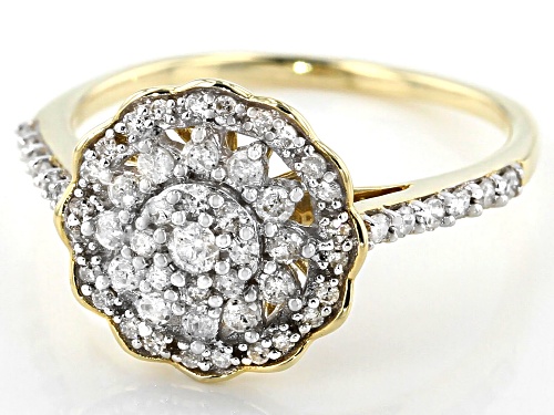 0.50ctw Round White Diamond 10K Yellow Gold Ring - Size 8