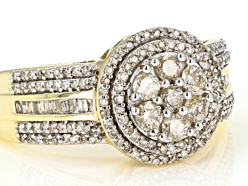 0.75ctw Round & Baguette White Diamond 10K Yellow Gold Ring - Size 6
