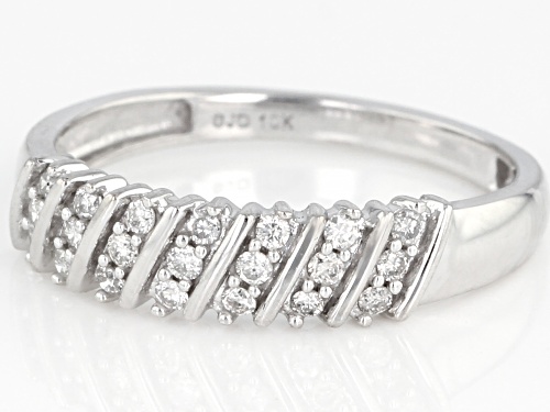 0.20ctw Round White Diamond 10K White Gold Band Ring - Size 8
