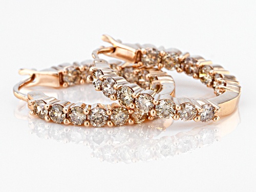 1.70ctw Round Champagne Diamond 10K Rose Gold Earrings