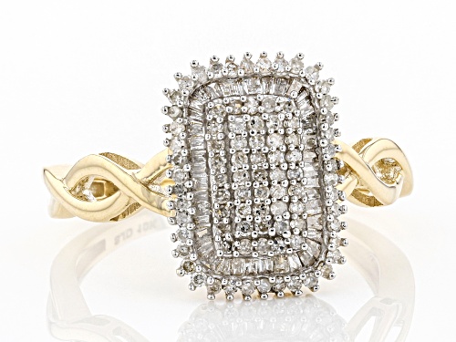 0.45ctw Round & Baguette White Diamond 10K Yellow Gold Ring - Size 9