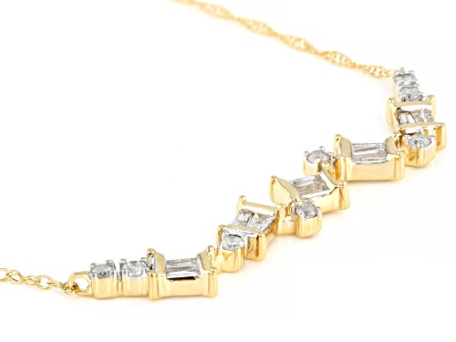 0.25ctw Baguette & Round White Diamond 10K Yellow Gold Bar Necklace - Size 18