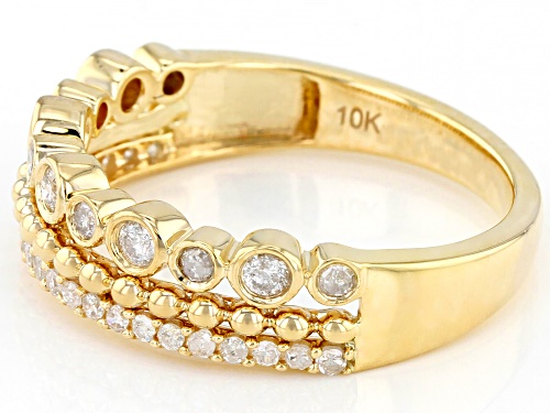 0.39ctw Round White Diamond 10K Yellow Gold Band Ring - Size 10
