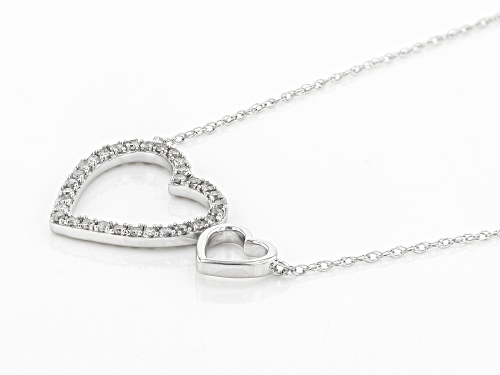 0.16ctw Round White Diamond 10K White Gold Heart Necklace - Size 18