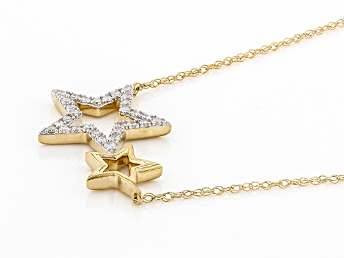 0.16ctw Round White Diamond 10K Yellow Gold Star Necklace - Size 18