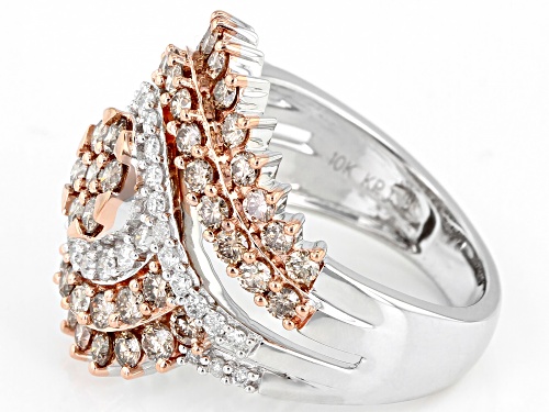 Rose d' Champ Diamonds™ 2.20ctw Round Champagne & White Diamond 10K White Gold Cluster Ring - Size 5