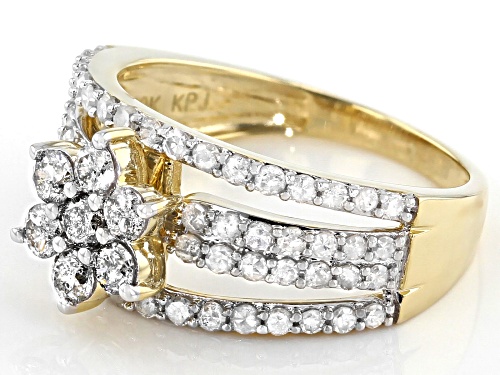 1.25ctw Round White Diamond 10K Yellow Gold Cluster Ring - Size 6