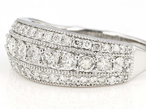 1.00ctw Round White Diamond 10K White Gold Wide Band Ring - Size 5