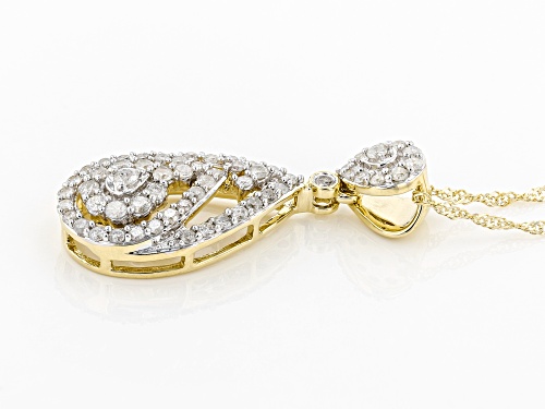 0.74ctw Round White Diamond 10K Yellow Gold Cluster Pendant With 18 Inch Singapore Chain