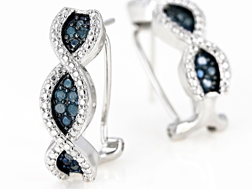 0.24ctw Round Blue Velvet Diamonds™ Rhodium Over Sterling Silver Earrings