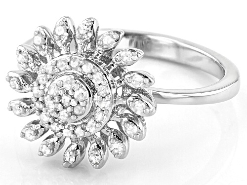 0.28ctw Round White Diamond Rhodium Over Sterling Silver Cluster Ring - Size 8