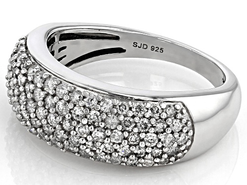 0.90ctw Round White Diamond Rhodium Over Sterling Silver Band Ring - Size 5