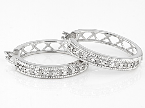 0.25ctw Round White Diamond Rhodium Over Sterling Silver Hoop Earrings